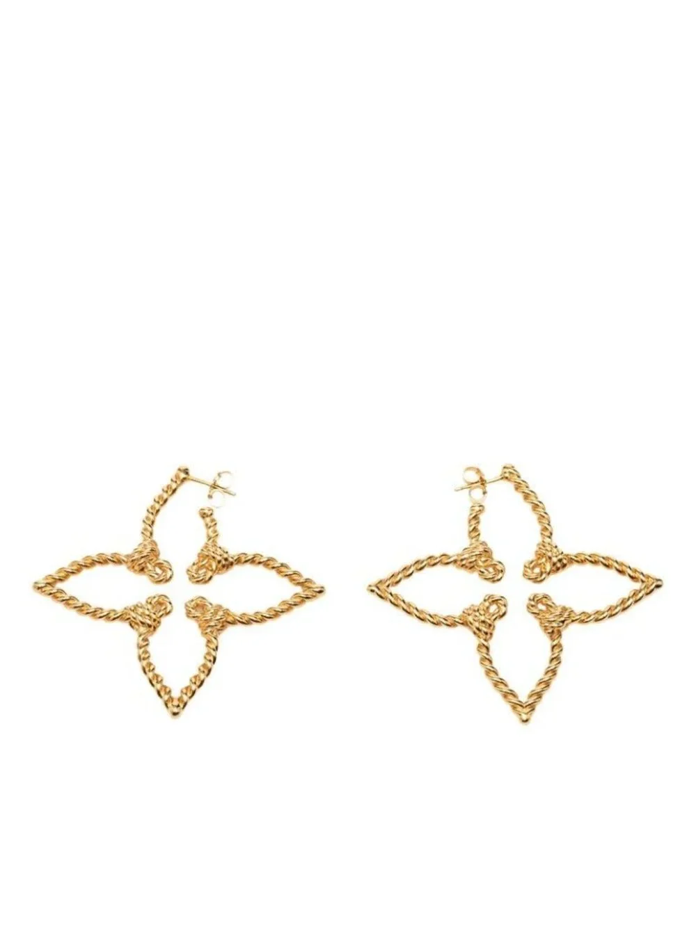 Louis Vuitton Nautical Monogram Flower Hoop Earrings Gold Plated